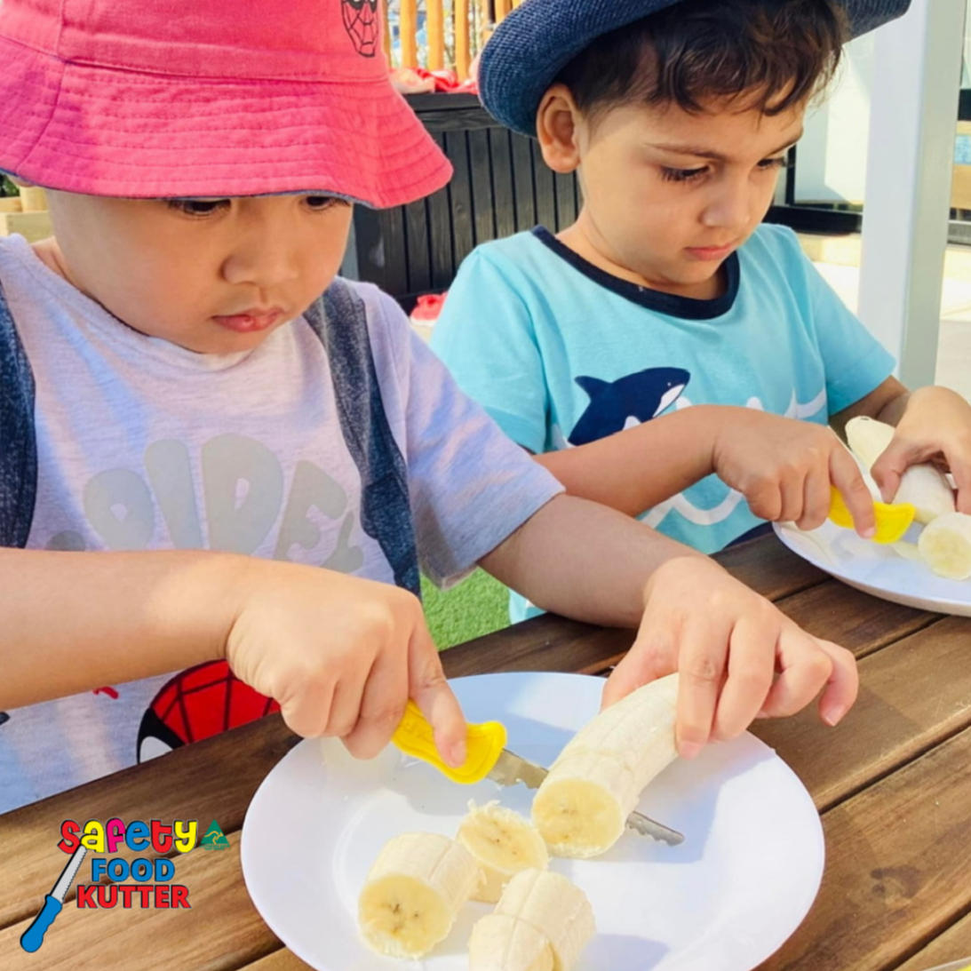 Kids safely using food cutters to prepare snacks – great for building kitchen confidence, life skills, and potentially NDIS-supported daily living tools