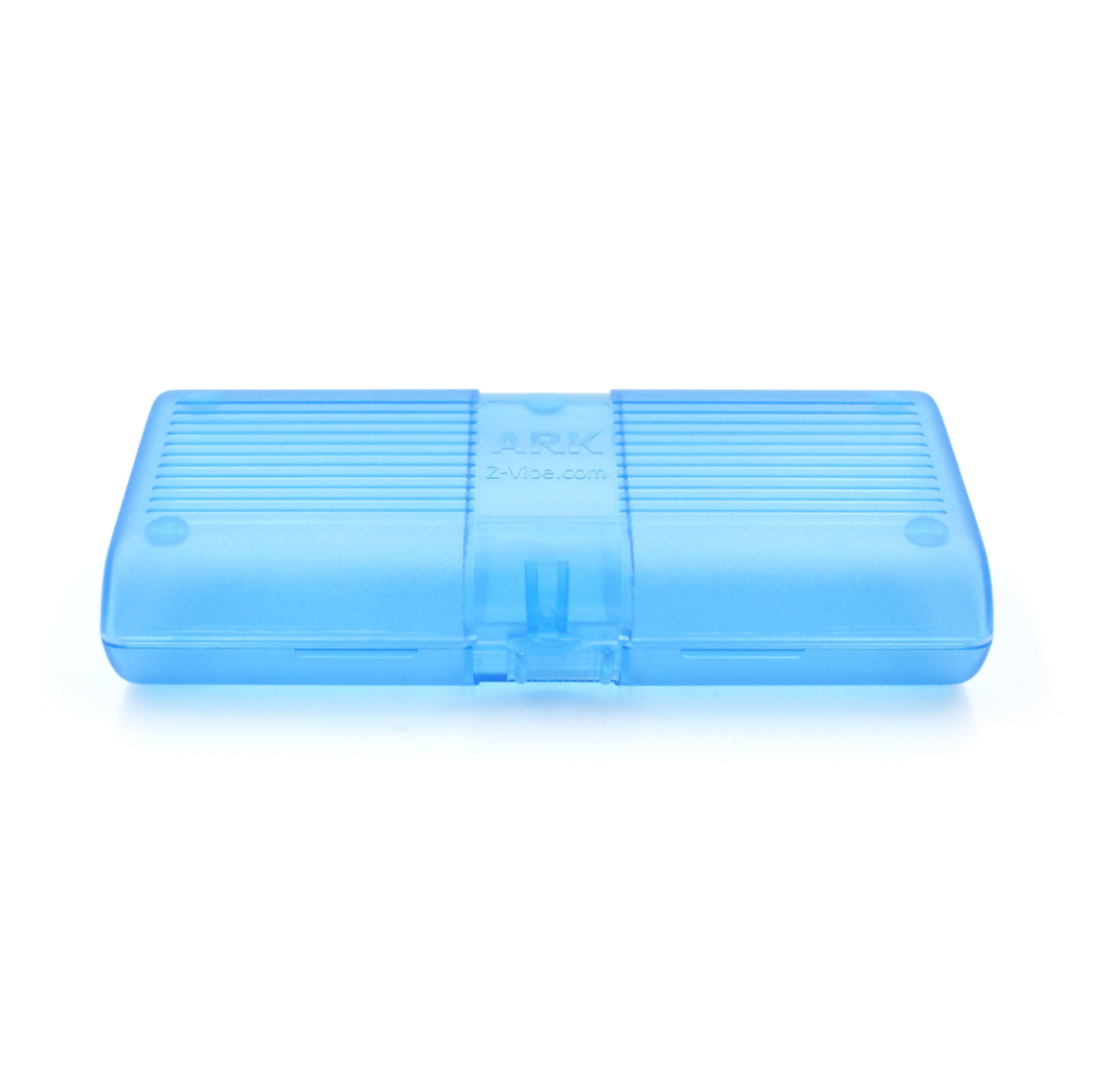 Small ARK translucent blue storage case for oral motor and chew tools – may be NDIS-funded accessory for secure, portable therapy storage