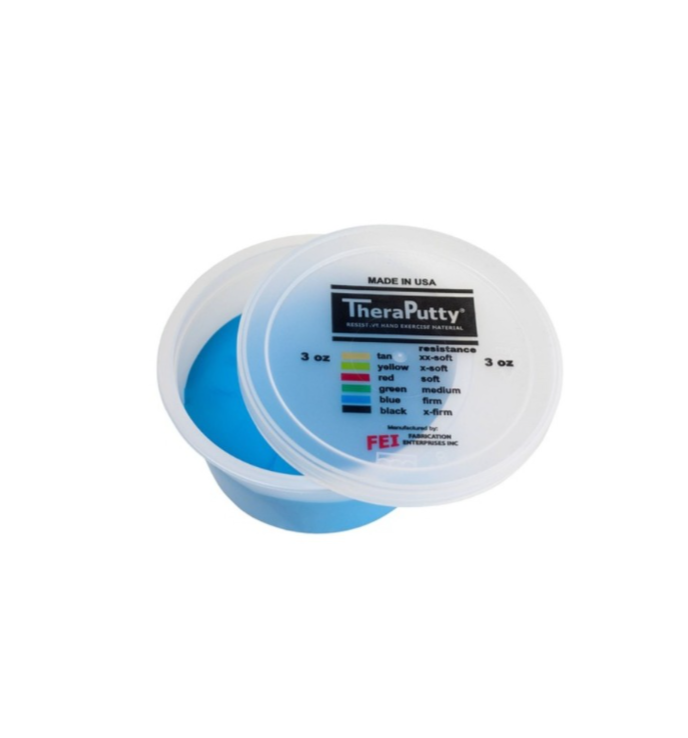 CanDo Theraputty in blue firm resistance level – 85g container designed for hand strengthening and grip training