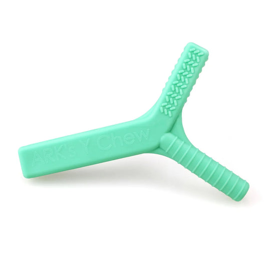 turqouise ARK Y chew, chew tools for sensory needs. May be funded by NDIS.