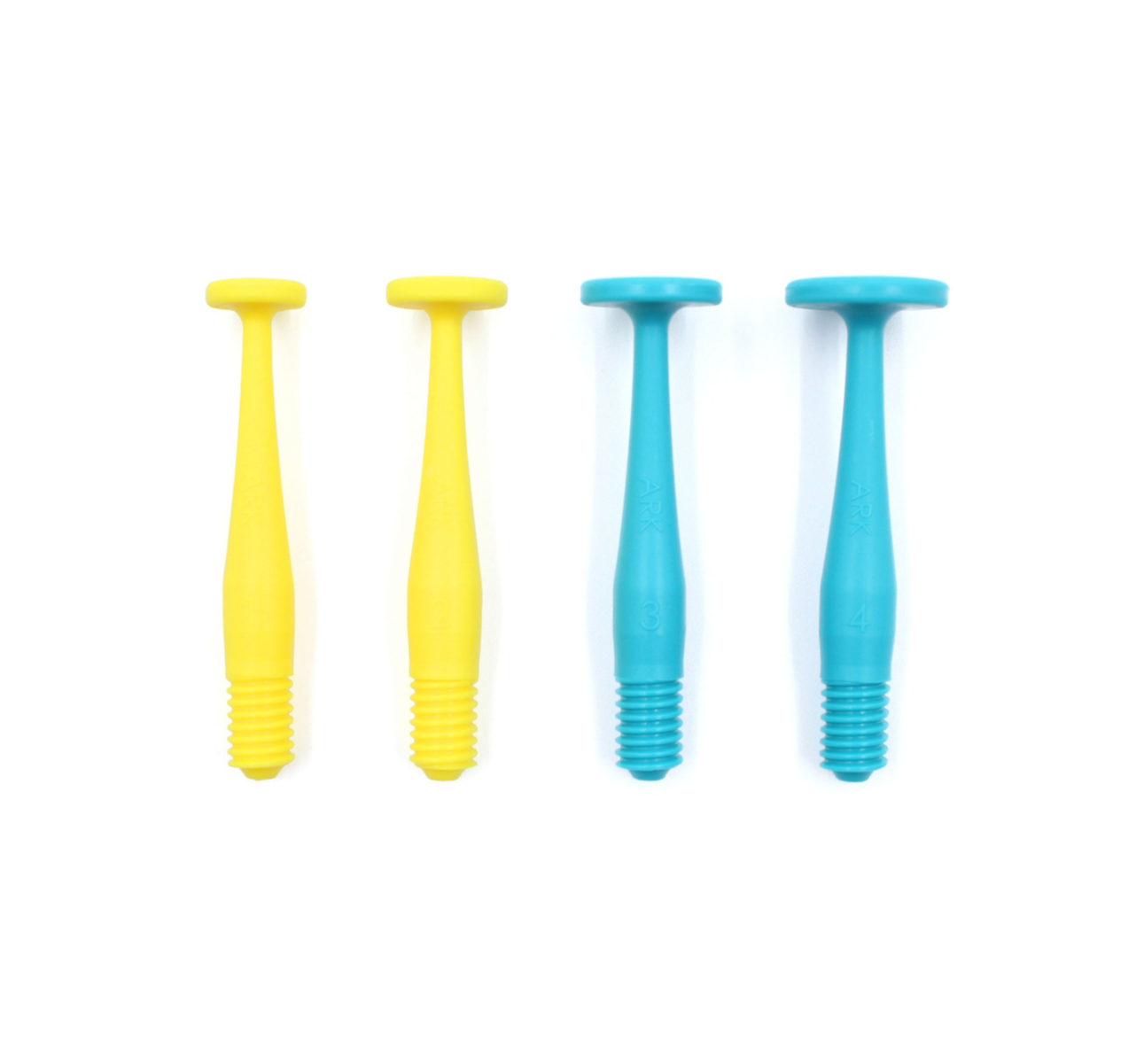 All four ARK Button Tip sizes displayed for NDIS-funded oral motor therapy and speech sessions
