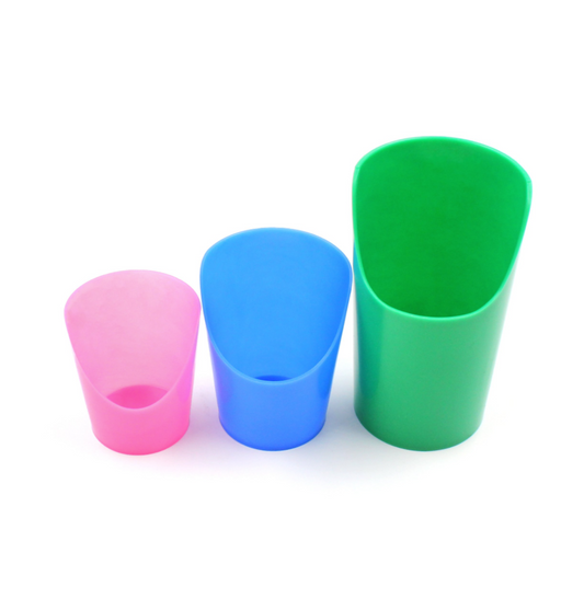 ARK Flexi Cup Combo with three nosey cut-out cups –may be an NDIS-funded feeding therapy set for safer drinking and oral motor support