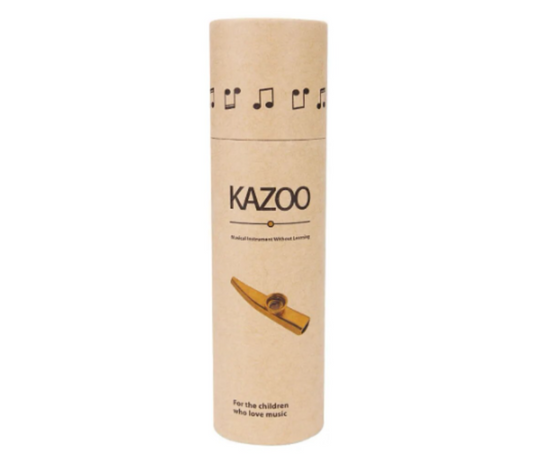 Metal kazoo in eco-friendly tube packaging – encourages musical expression, breath control, and oral motor strength; potentially NDIS-funded