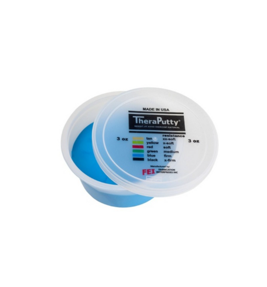 CanDo Theraputty in blue firm resistance level – 85g container designed for hand strengthening and grip training
