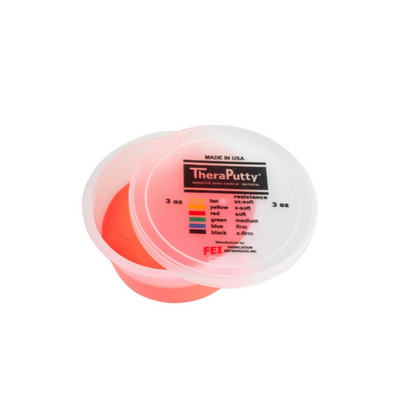 CanDo Theraputty in red soft resistance – 85g container designed for gentle hand strengthening and finger mobility