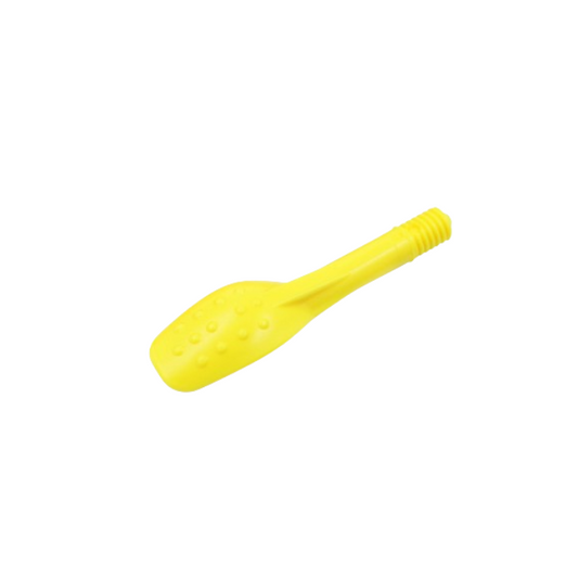 yellow ARK Spoon Tip for the Z-Vibe® (Textured). spoon to help child feeding that has difficulty. Has textured sides on the spoon. Main view.