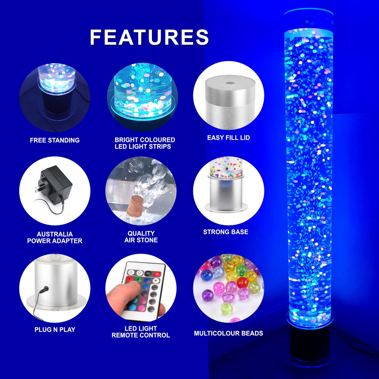 Bubble Tube Column Water Feature 120cm